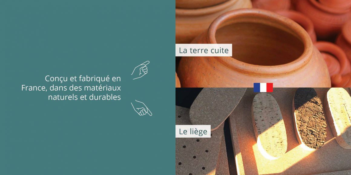 La terre cuite et le liège, deux des matériaux principaux, sont fabriquées en France. CP. Transfarmers. 
