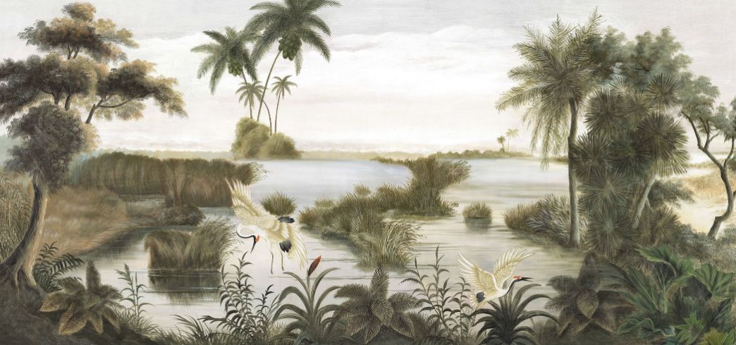 Papier peint panoramique représentant les rives du Mae Khong Ananbô nature oiseau