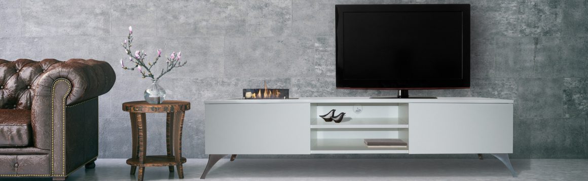 meuble tv et cheminée éthanol