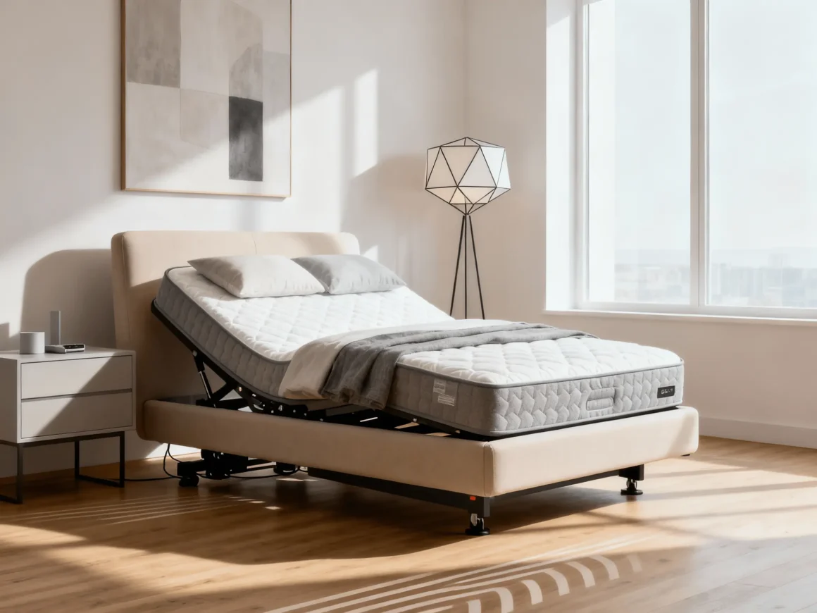 Sommier électrique à positions articulées dans une chambre moderne
